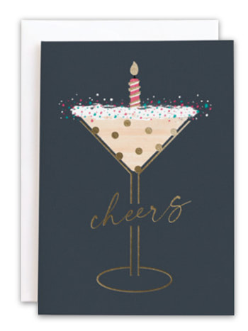 Martini Birthday Greeting card for her. Tini Bit Older with Birthday candle